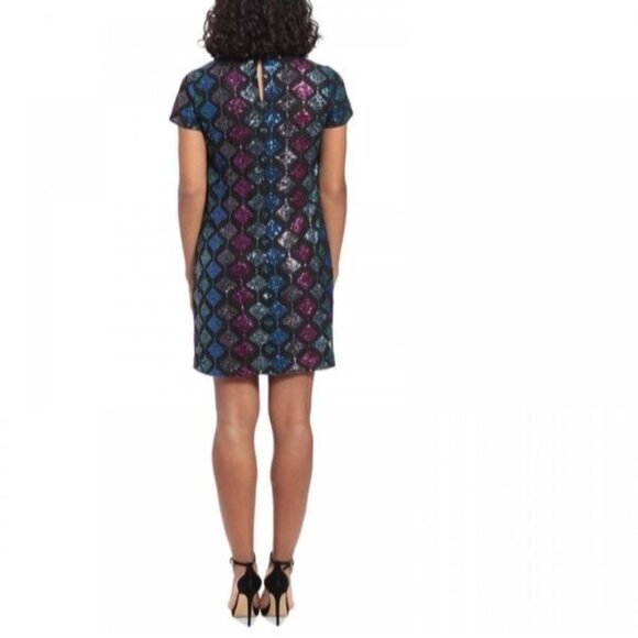 London Times Petites Short Shift Sequin Dress 8P  Multicolor Short Sleeve NWT - Picture 8 of 8